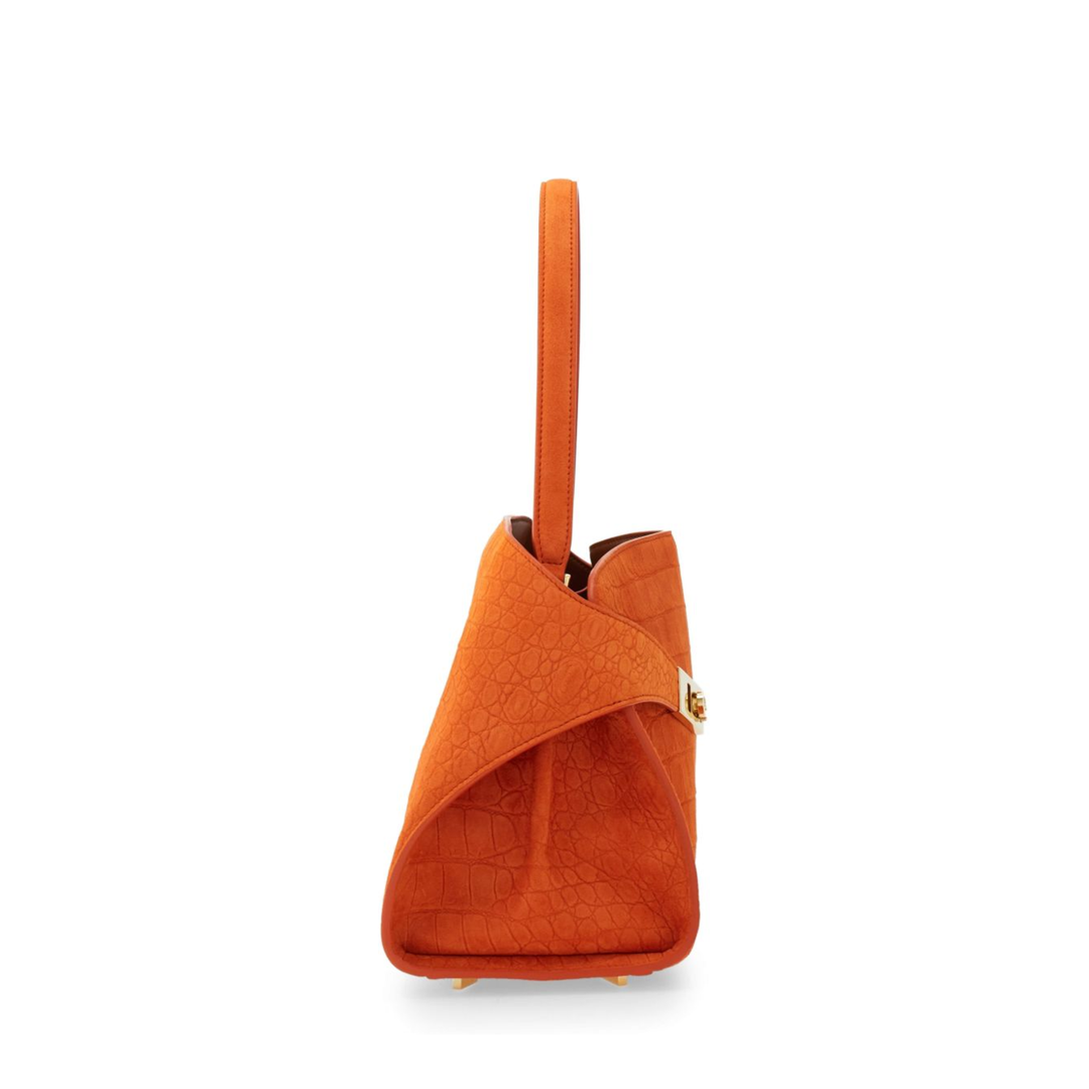 Hug Medium Alligator-Print Suede Shoulder Bag - Light Siena - Image 4
