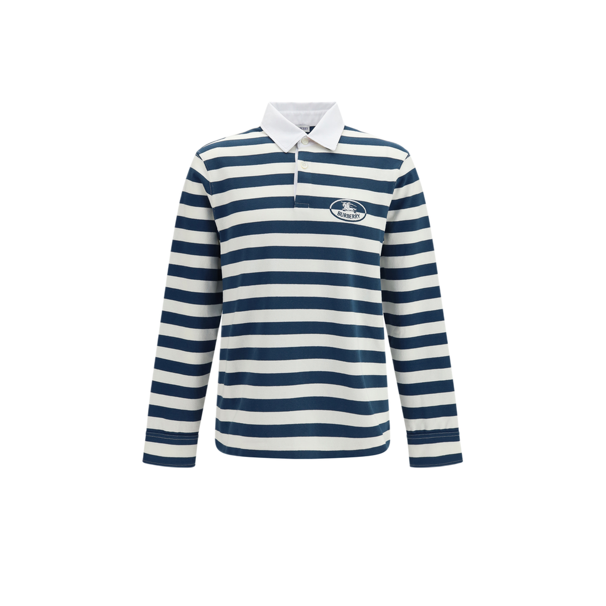 Striped Long Sleeve Cotton Polo - Image 1
