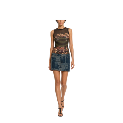 Miniskirt with Newspaper Print - Image 2