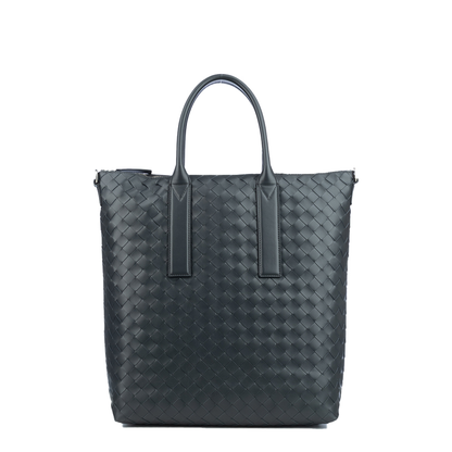 Intrecciato Leather Tote Bags - Black - Image 1