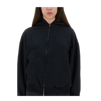 Flipped Uni Zip-up Hoodie Regular Fit in Black Faded - Image 6