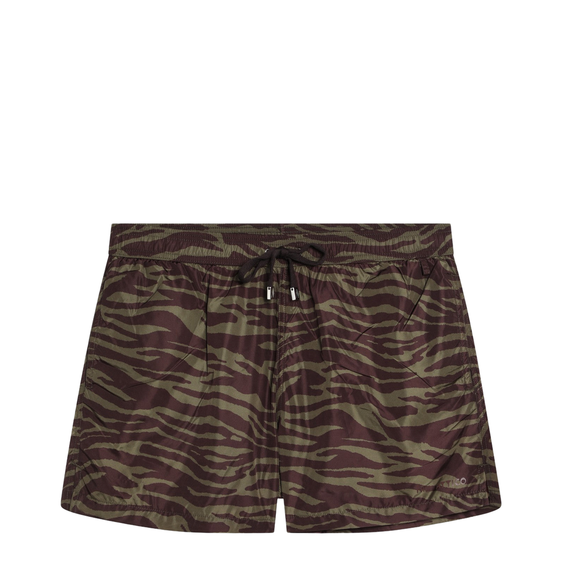 Zebra Shorts in Khaki Brown Nylon - Image 1