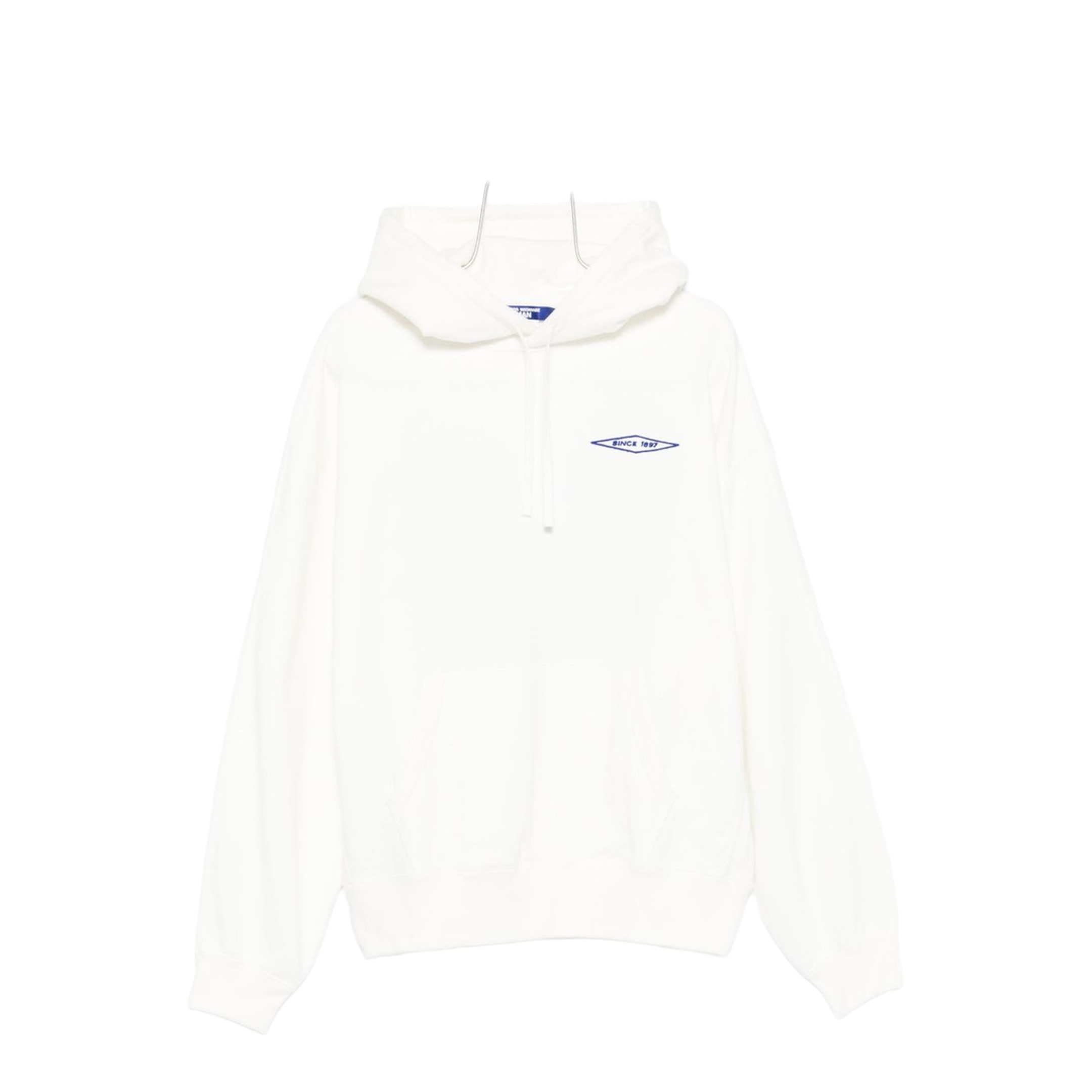 White Logo Cotton Hoodie - Image 1