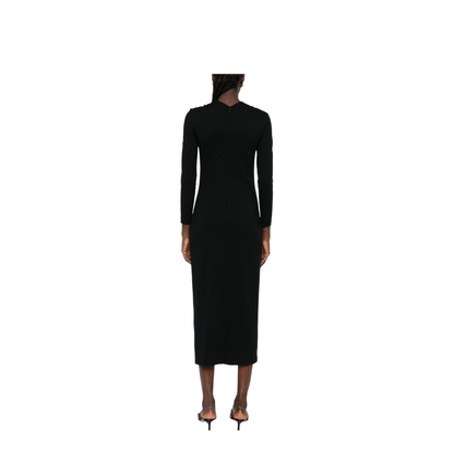 Long Dress with Gathering Detail in Stretch Milano Stitch - Image 2