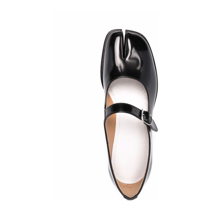 Black Leather Tabi Mary-Jane Shoes - Image 2
