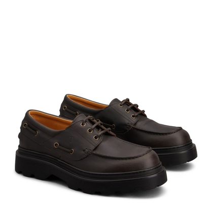 Coffee Brown Front Button Fastening Moc Stitching - Image 5
