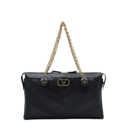 Panthea Nappa Leather Shoulder Bag - Black - Image 2