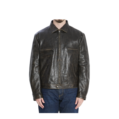 Aged-effect leather jacket - Image 1