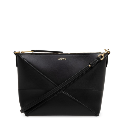 Puzzle Fold Leather Pouch - Black - Image 4