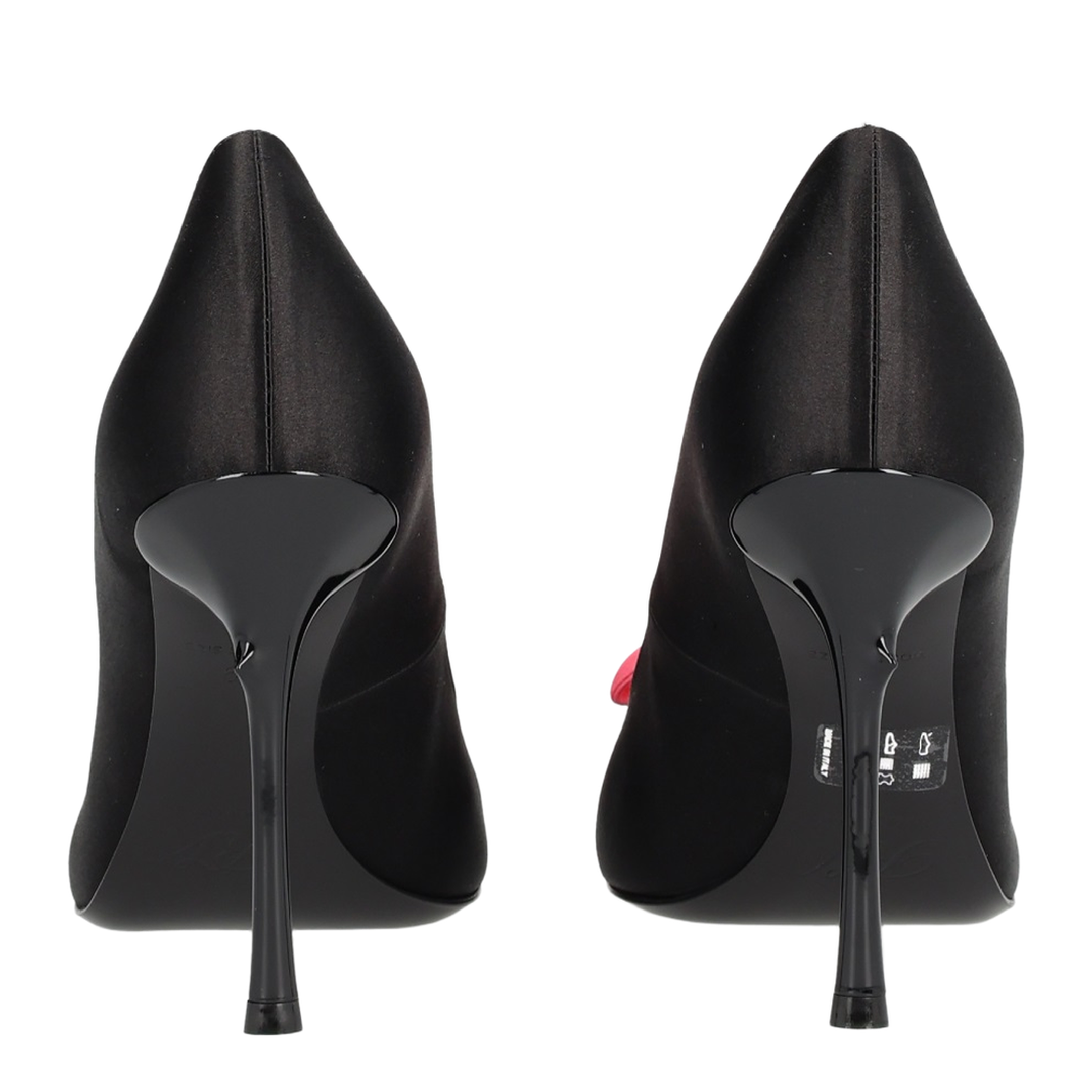 Black Satin Pumps with Rose - Image 4