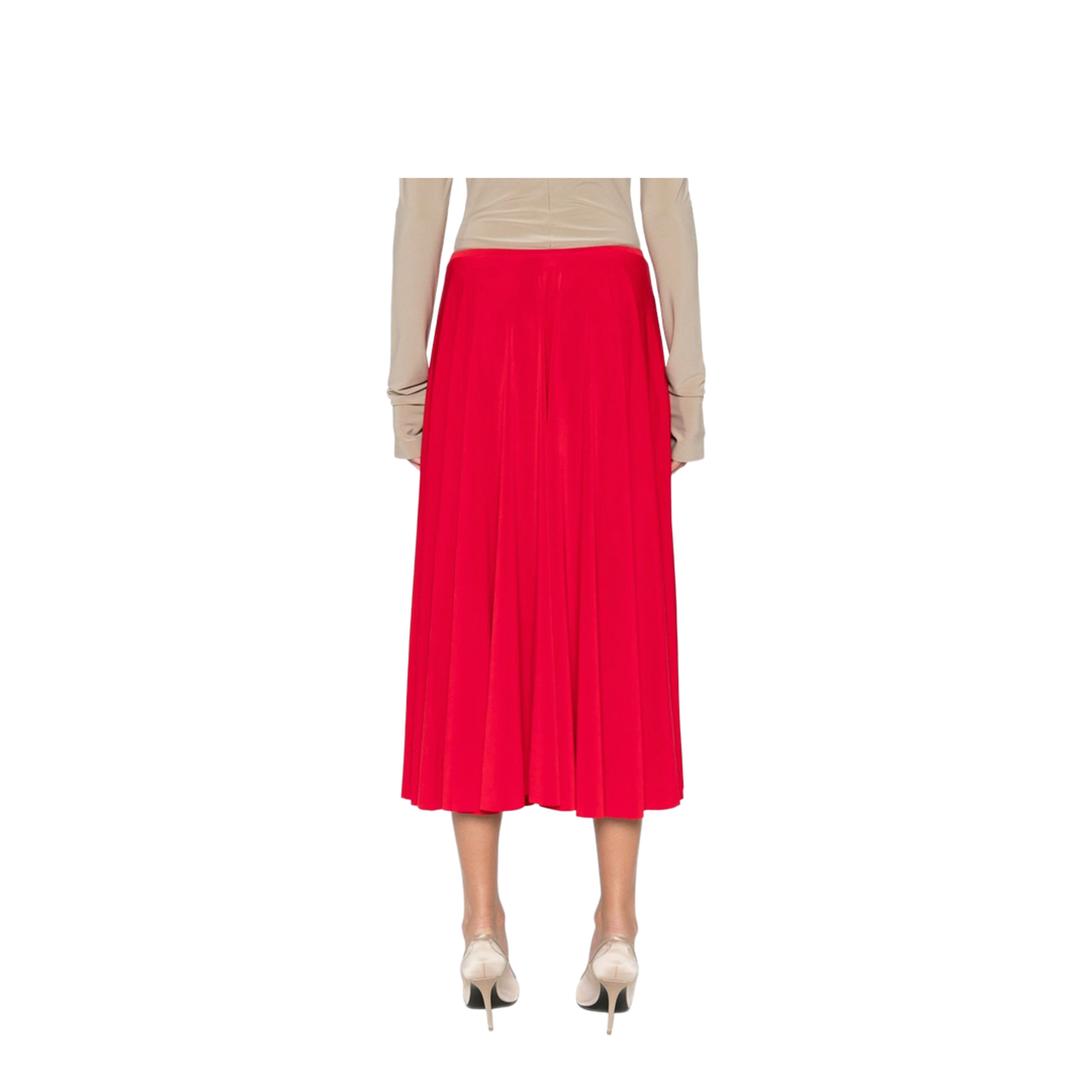 Red Flared Midi Skirt - Image 3