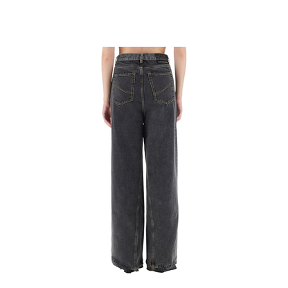 Two-Tone Black Wide-Leg Denim Jeans - Image 3