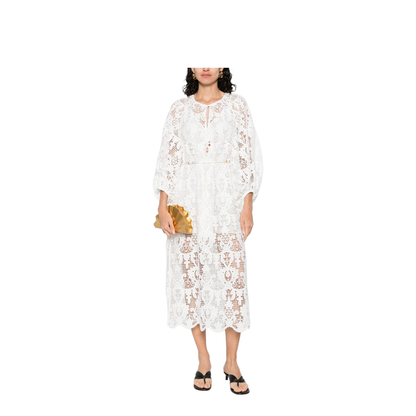 Coco Lace Midi Dress in White - Image 4