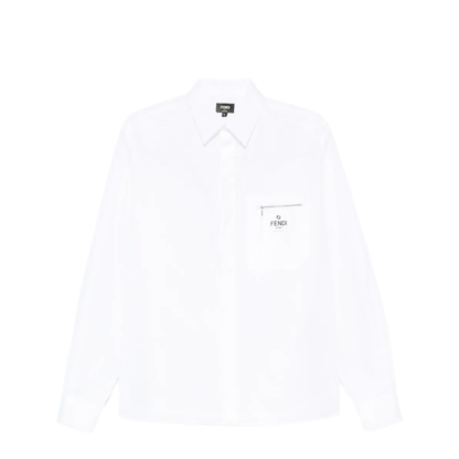 Boxy Fit Cotton Shirt with Zip Pocket - Image 1