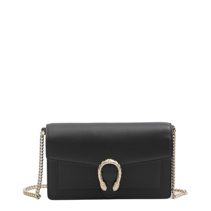 Wallet on chain in black leather - Image 1