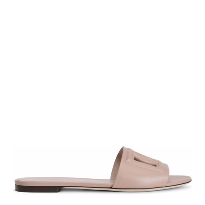 Calfskin Slides with Logo in Pale Pink - Image 1