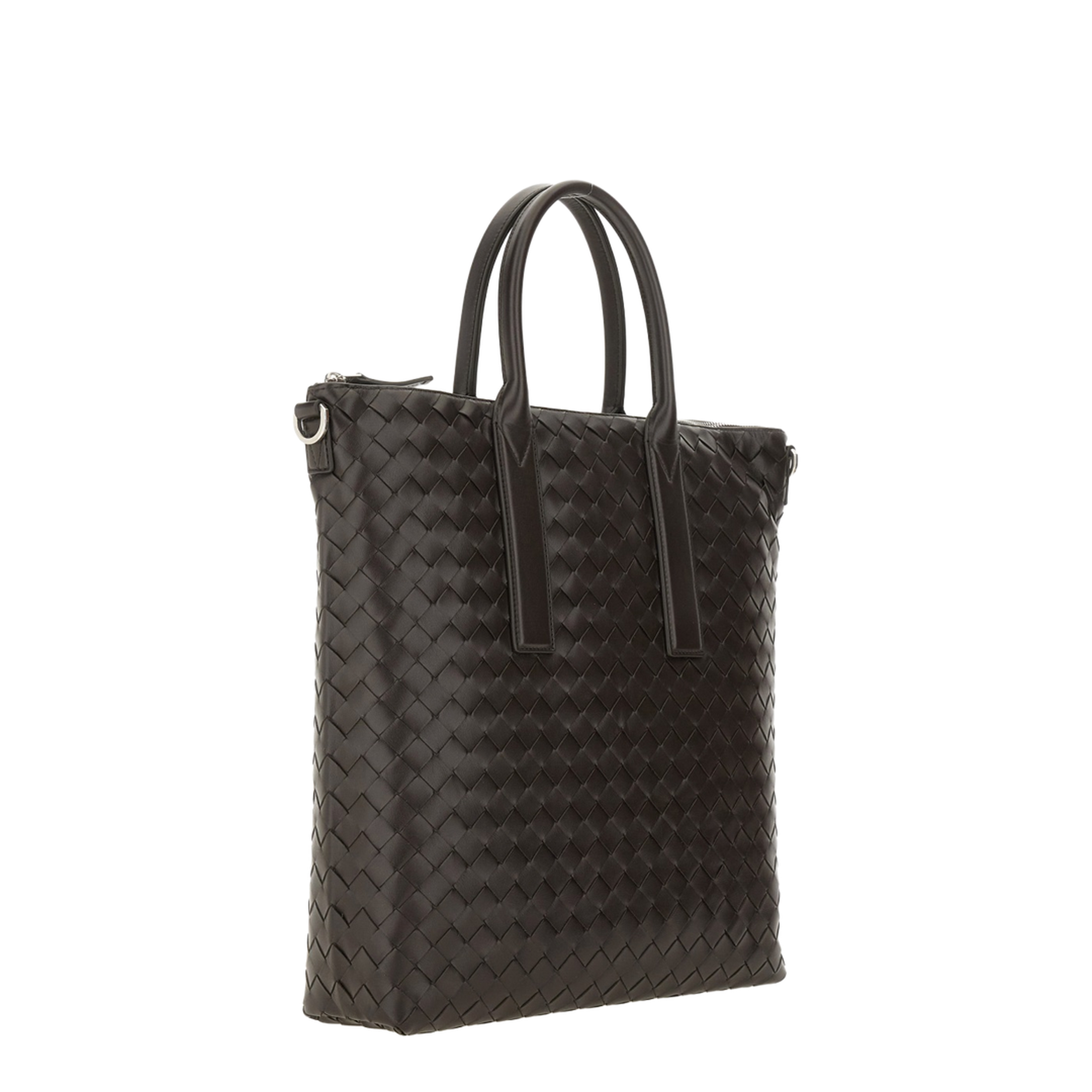 Intrecciato Leather Tote Bags - Fondant/Brown - Image 3