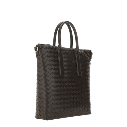 Intrecciato Leather Tote Bags - Fondant/Brown - Image 3