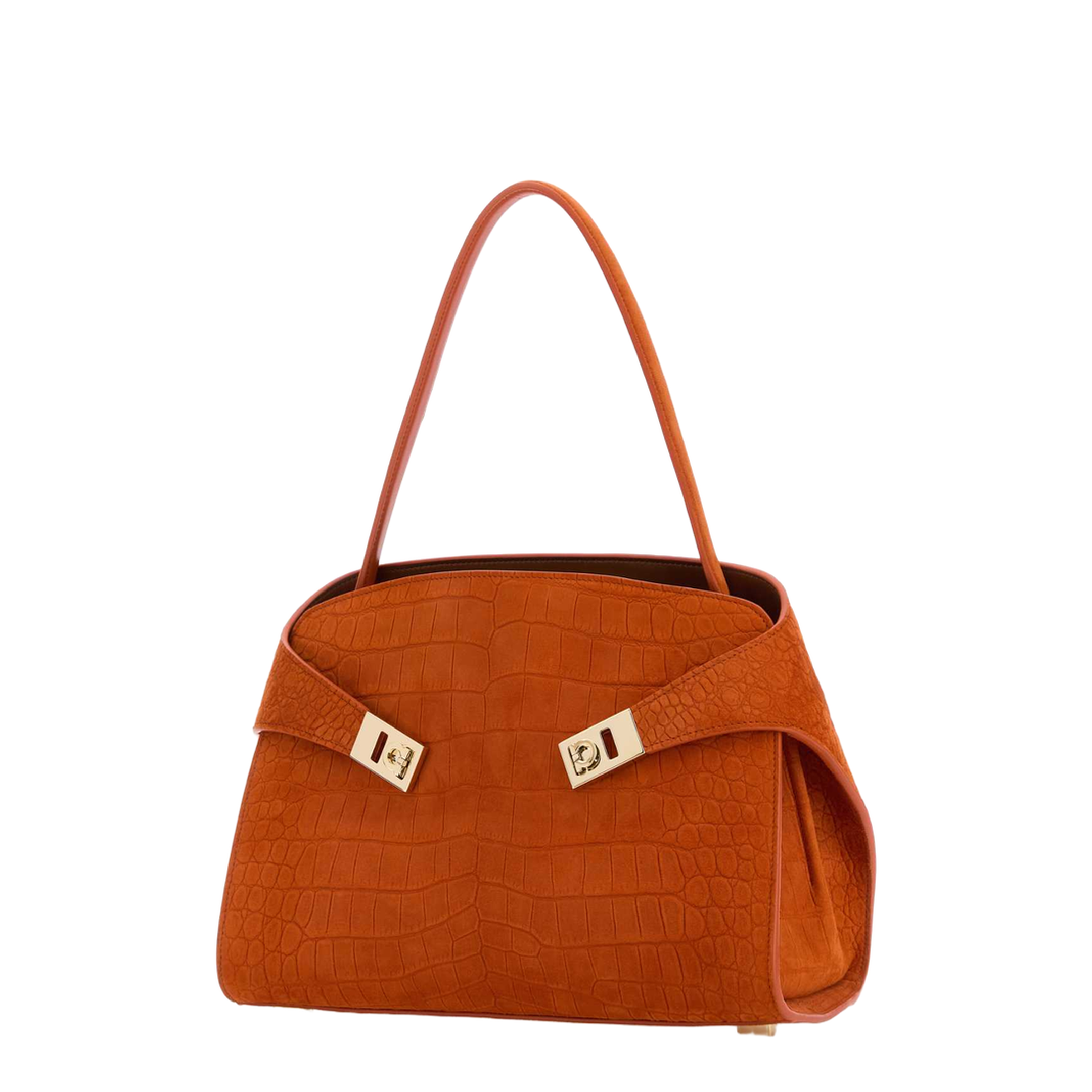 Hug Soft Medium Suede Shoulder Bag - Orange - Image 2