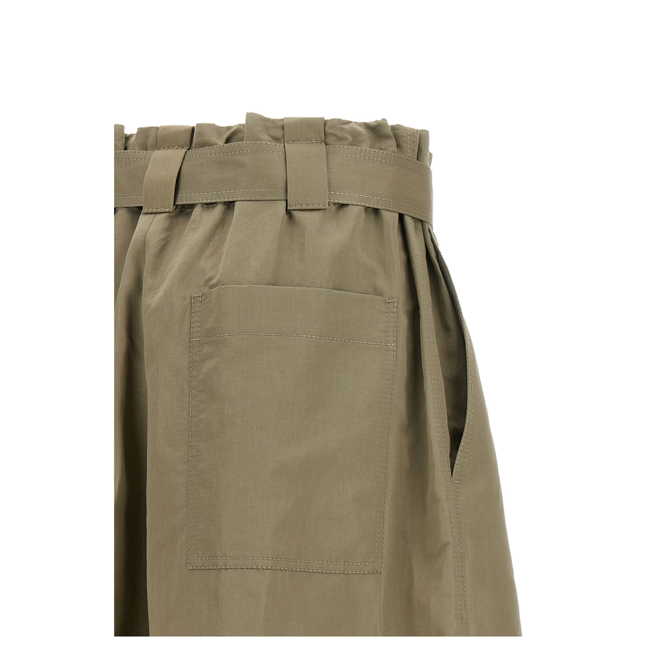 Belted Wide Flared Leg Shorts - Green - Image 4