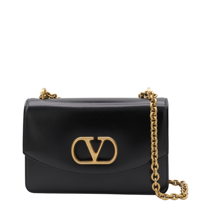 Black Leather Vain Shoulder Bag - Image 1