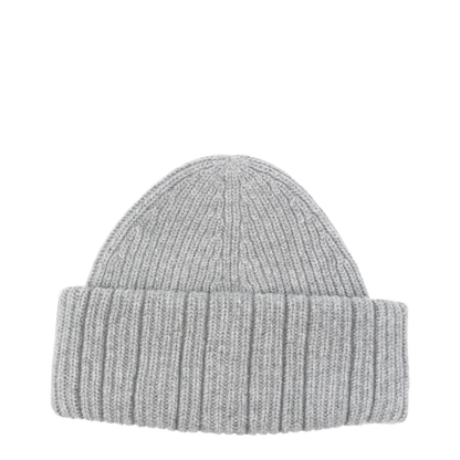 Grey Ribbed Wool Beanie - Image 2