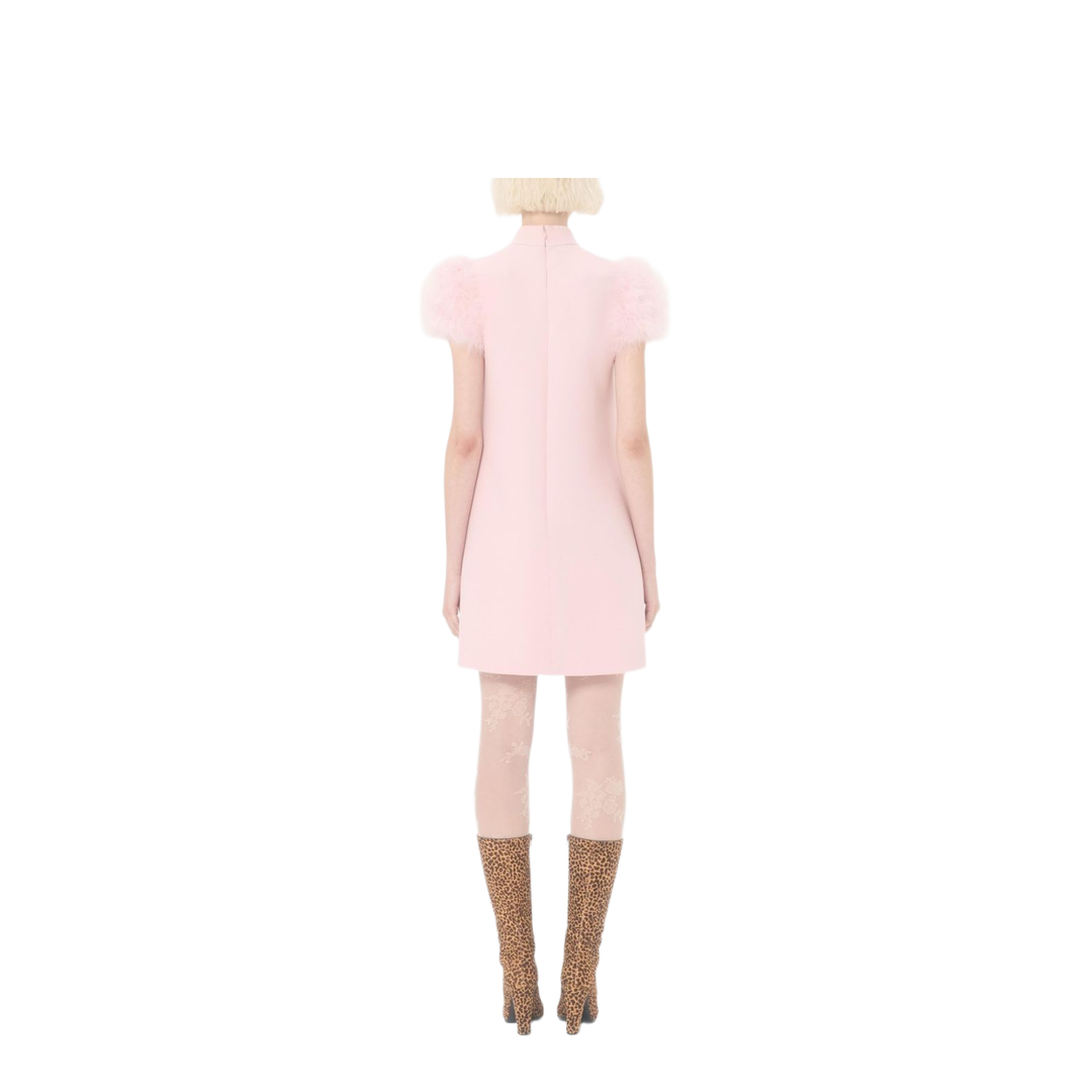 Bow Detail Wool and Silk Mini Dress - Image 4