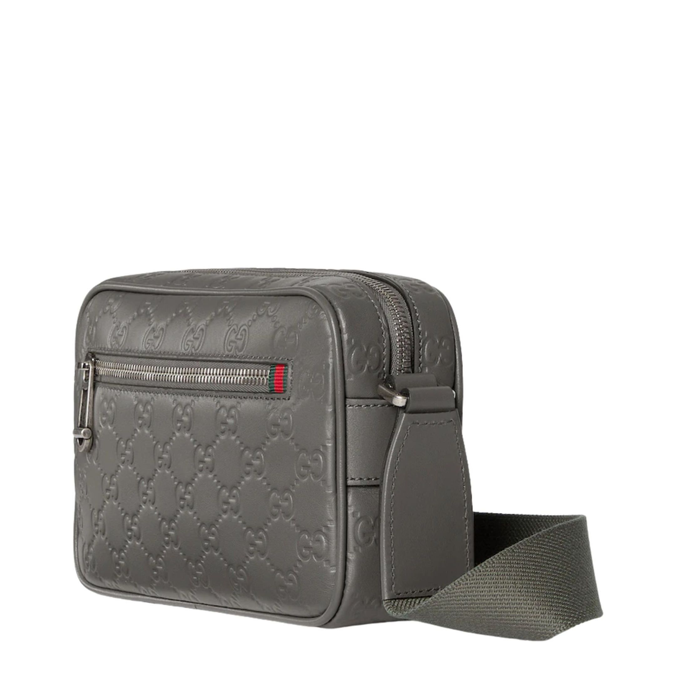 GG Emblem Small Smooth Leather Crossbody - Grey - Image 2
