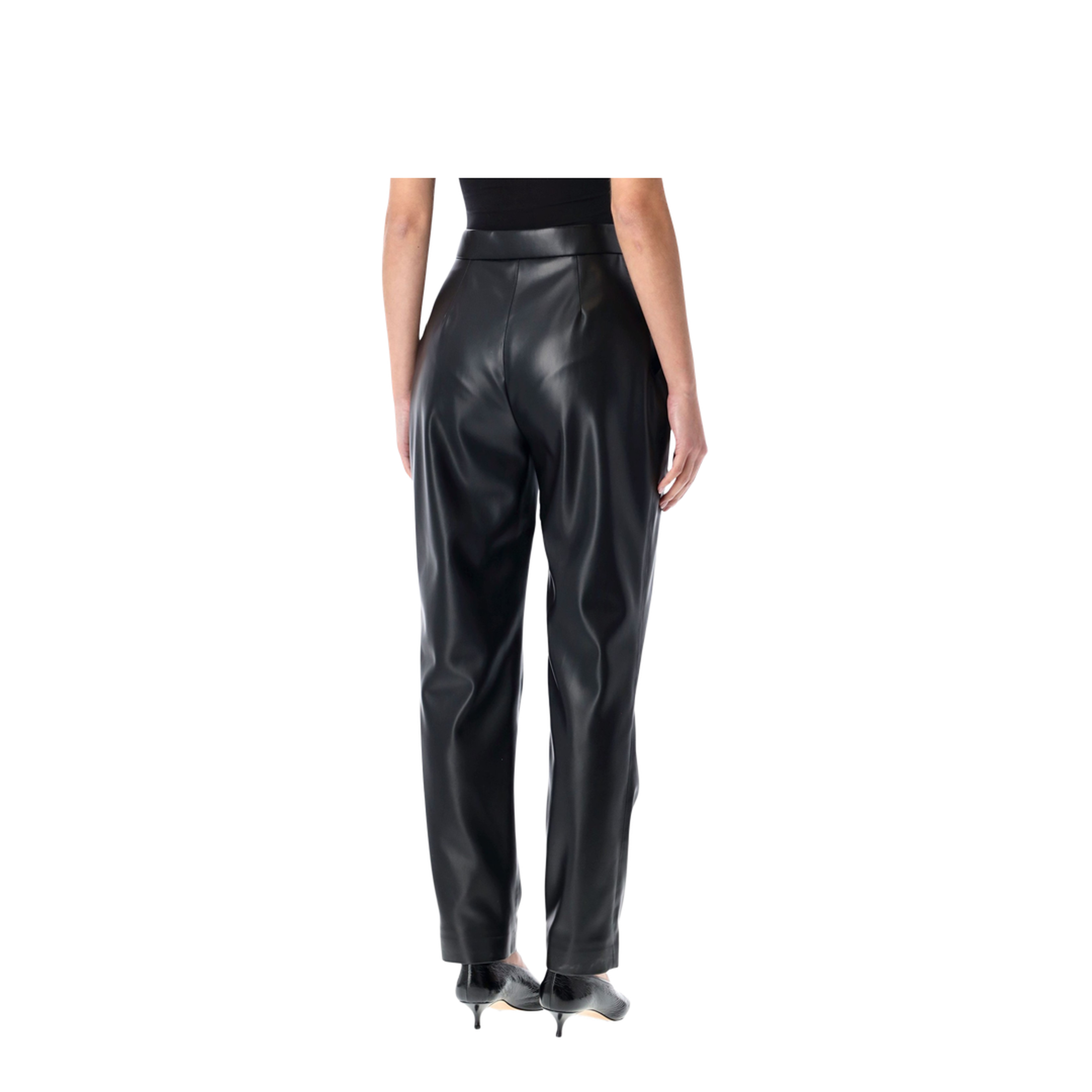 High-waisted Faux Leather Trousers Black - Image 2