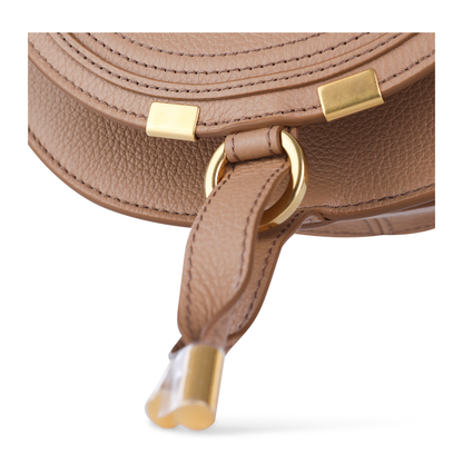 Marcie Small Calfskin Saddle Bag - Light Tan Brown - Image 8
