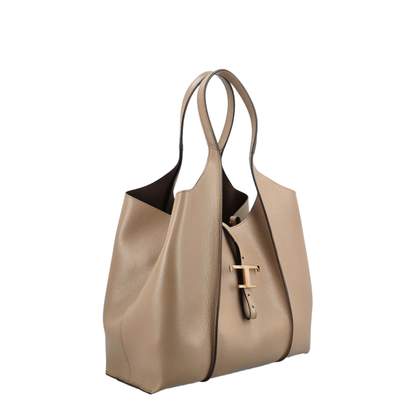T Timeless Medium Calfskin Shopping Bag - Beige - Image 2