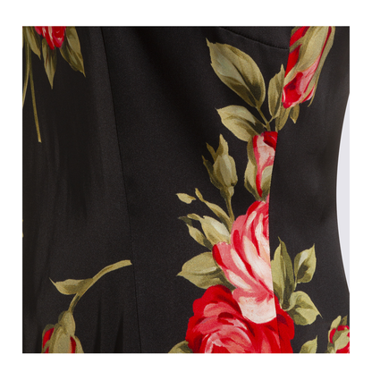 Bouquet Rose Print Satin Midi Dress - Image 8