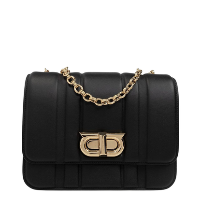 Gancini Medium Leather Shoulder Bag in Black - Image 1