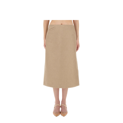 Linen Beige Longuette Skirt - Image 1