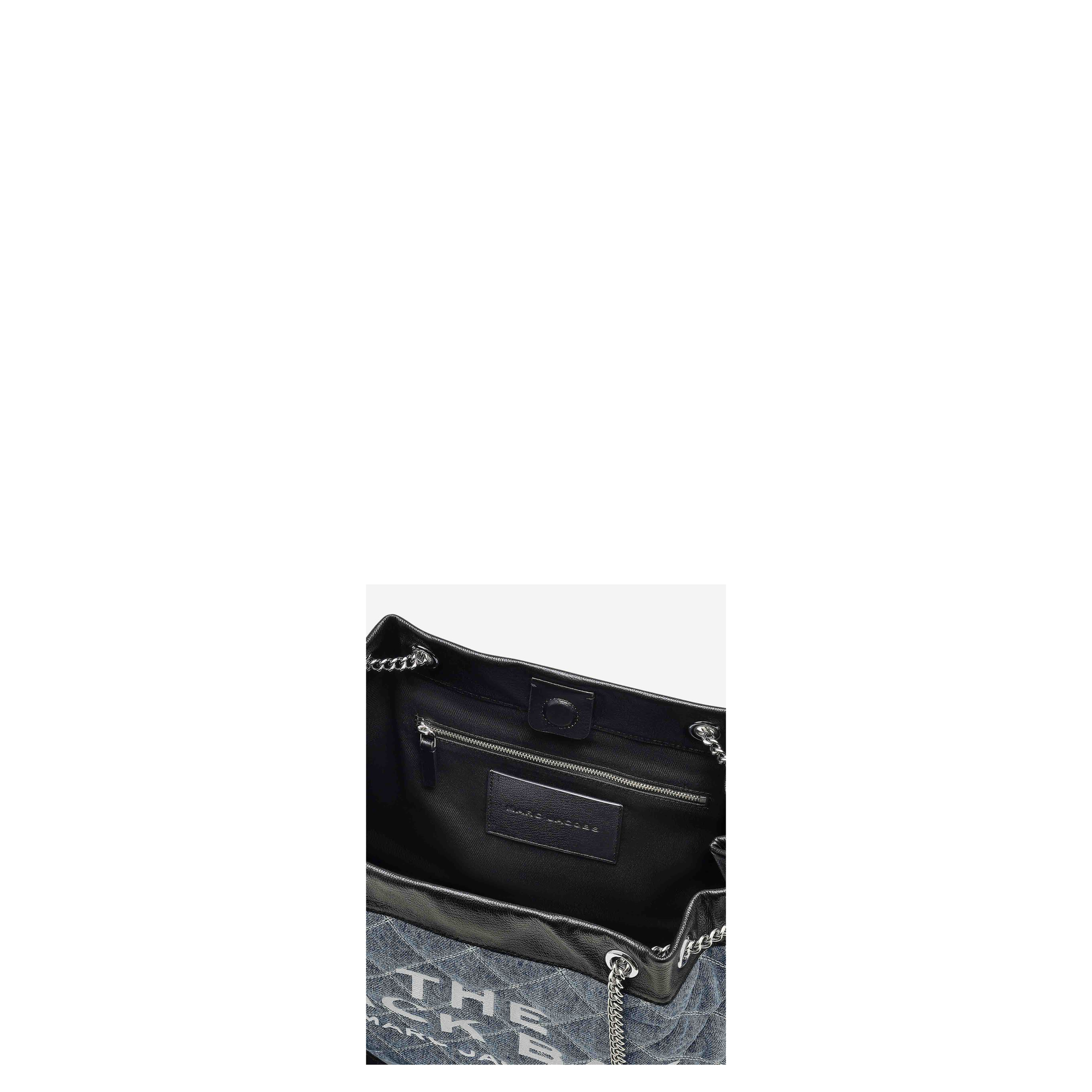 Quilted Denim Large Chain Sack Tote - Image 4