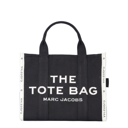 Jacquard Medium Woven Tote Bag - Black - Image 1