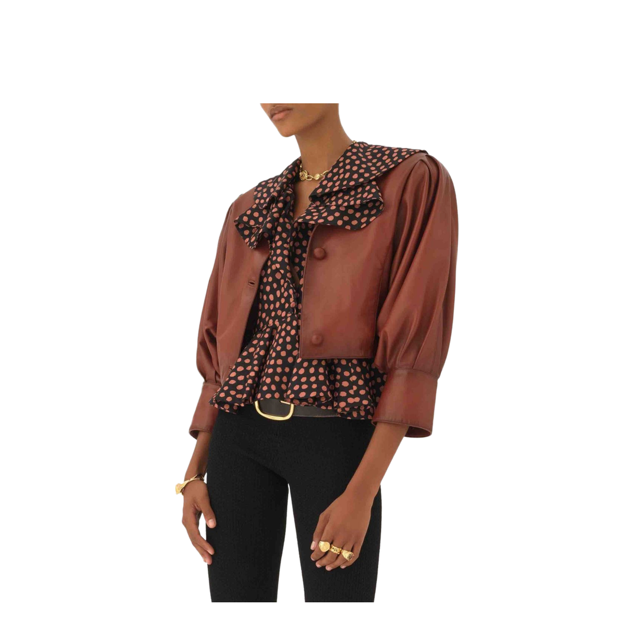 Short Burgundy Jacket in Plongé Nappa Leather - Image 3