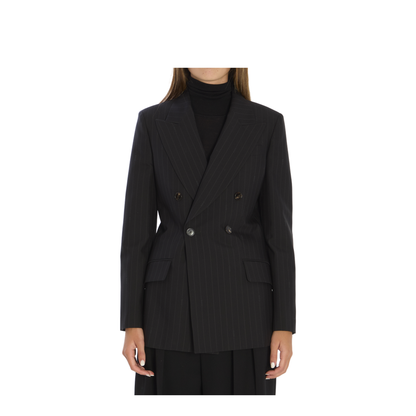 Pinstripe Wool Jacquard Jacket in Black - Image 1