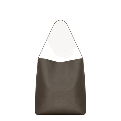 Bold Hobo Bag in Leather in Grey & Silver - Image 3