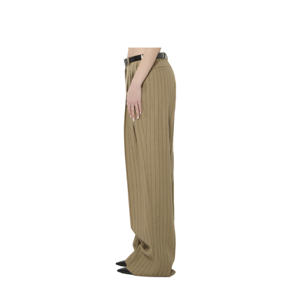 Pinstriped Virgin Wool And Linen Trousers - Image 3