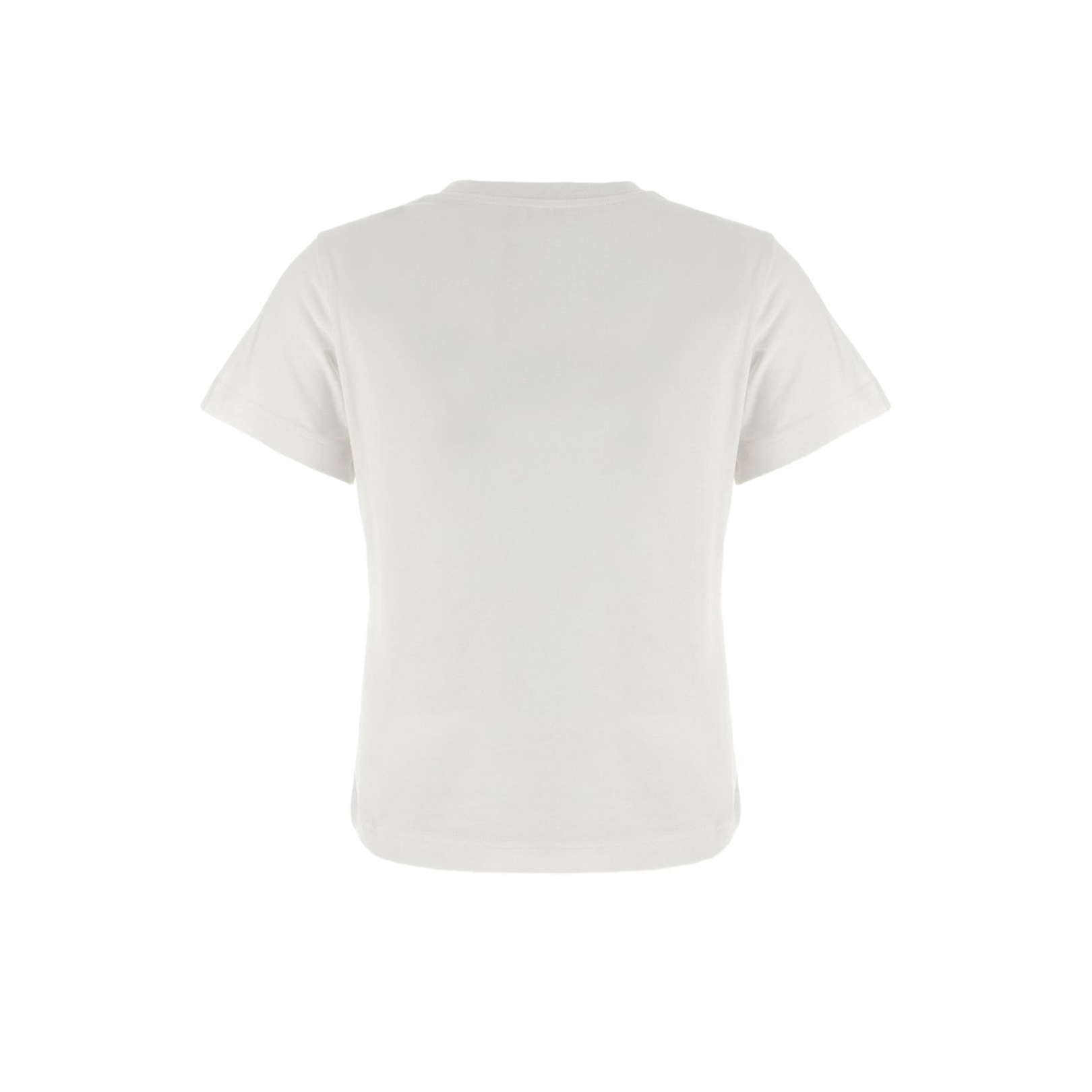 White Embroidered Cursive Logo Cotton T-Shirt - Image 2