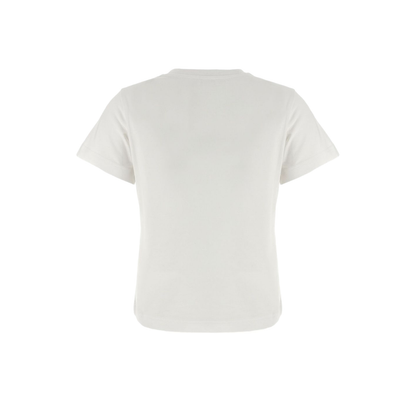 White Embroidered Cursive Logo Cotton T-Shirt - Image 2