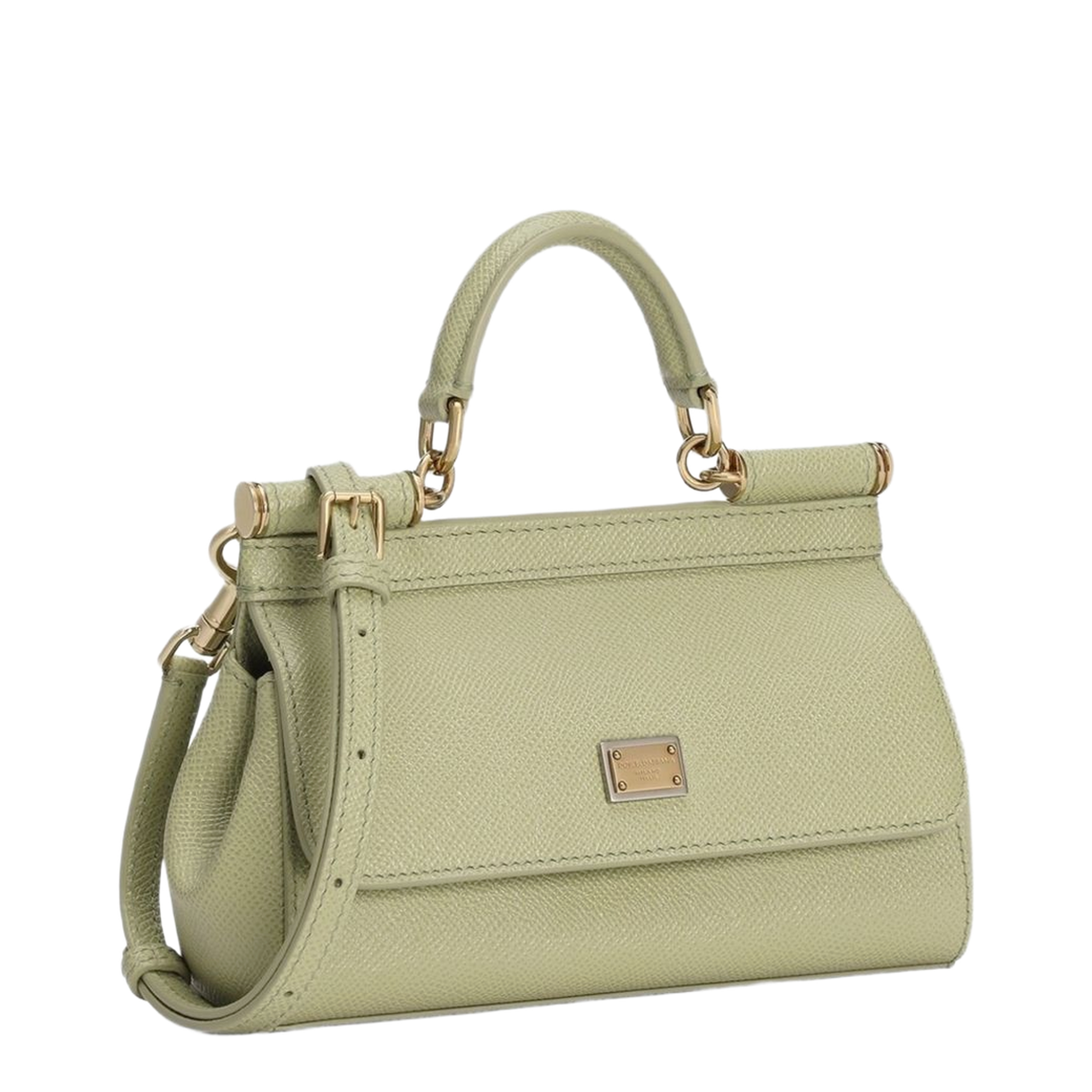 Sicily Small Top Handle Bag In Sage Green - Image 4