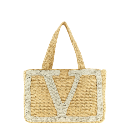 Viva Superstar Large Synthetic Raffia Shopping Bag - Natural - Image 1