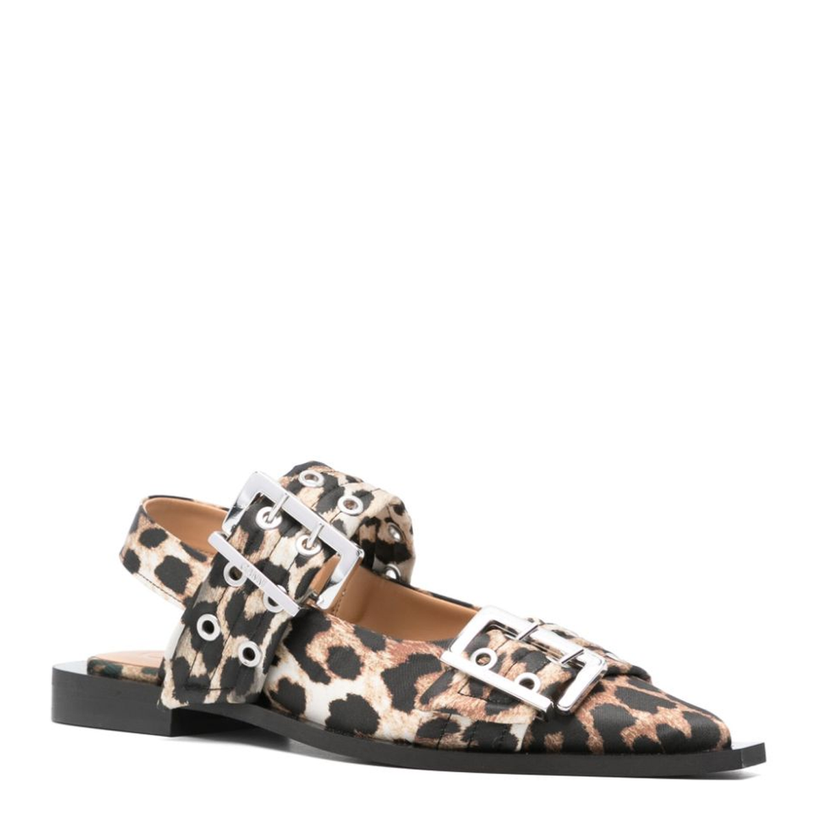 Animalier Brown/Black Satin Weave Leopard Print Slingback Strap Block Heel - Image 4