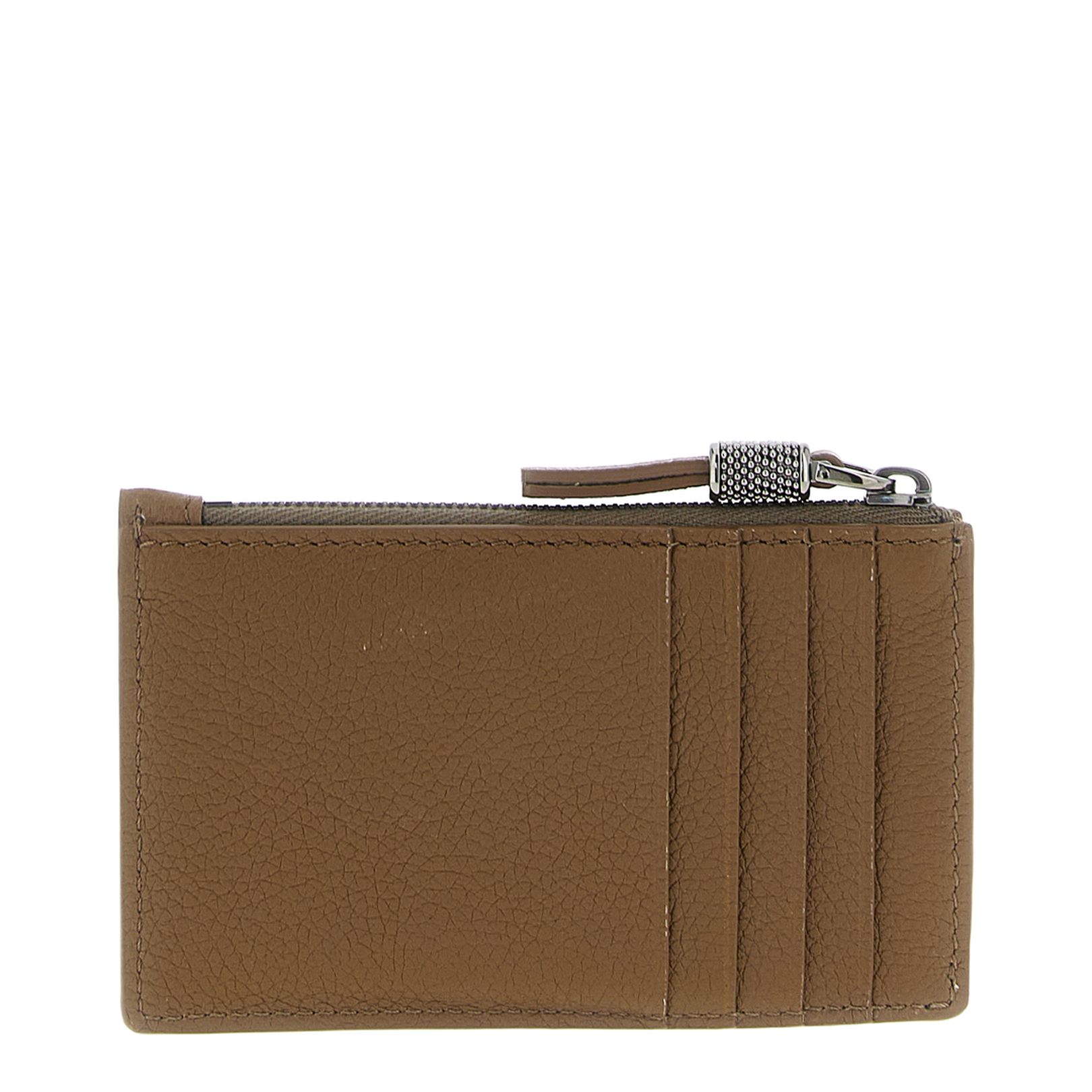 Shiny Zipper Pull Card Holder Brown - Image 2