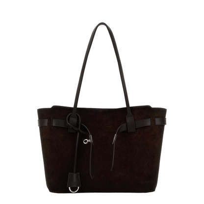 Bel Air Medium Waxed Suede Calfskin Tote Bag - Light Espresso - Image 1