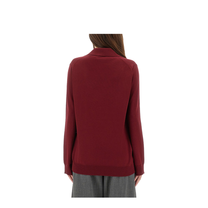 Extra Fine Wool Polo Top in Rosso Ancora Red - Image 3