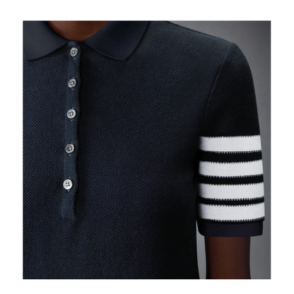 Polo Dress in Textured Pique with Eng 4 Bar - Image 3