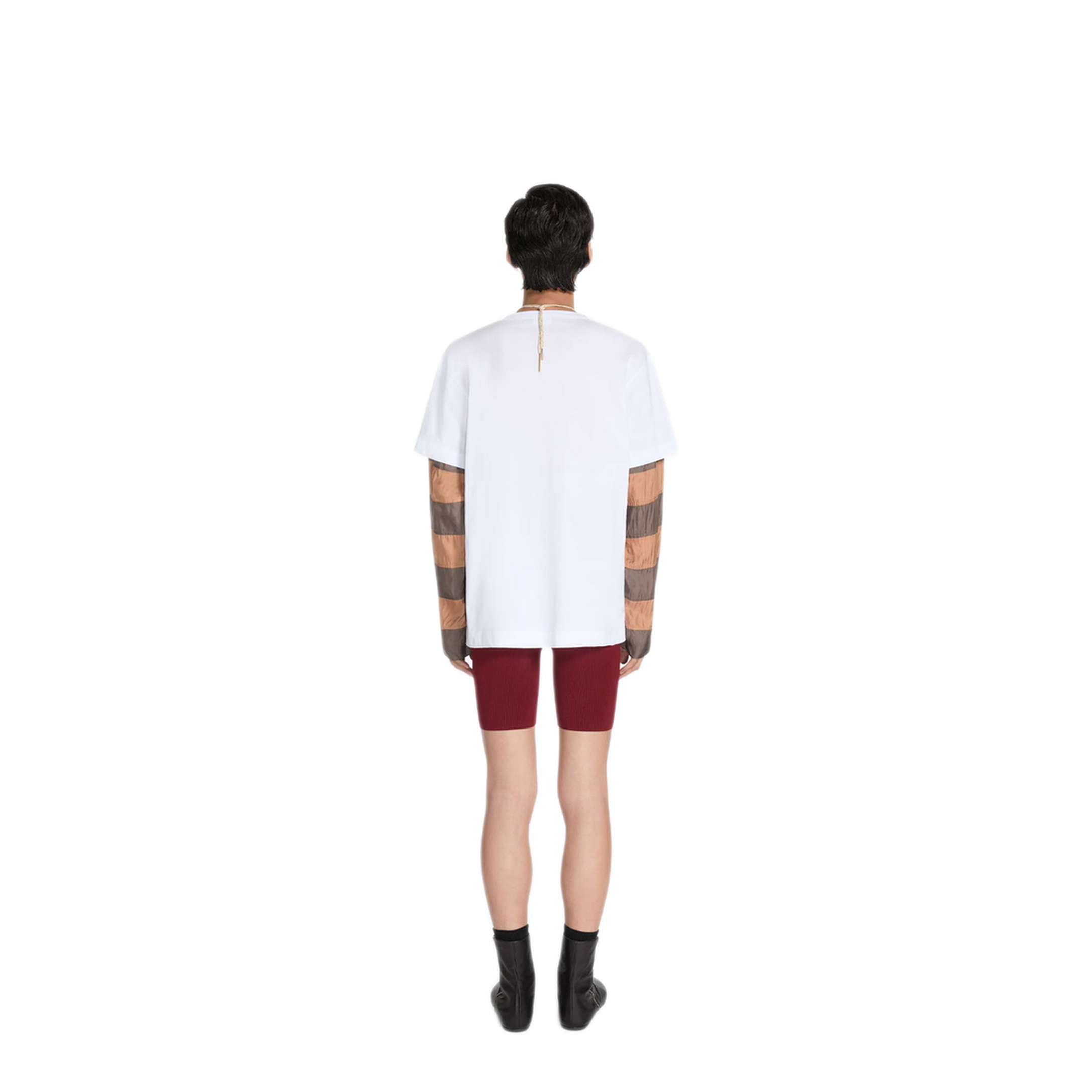 Loose Fit Contrast Striped Sleeves T-Shirt - Image 3